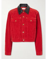 Versace - Cotton-Velvet Leather-Trimmed Jacket - Lyst