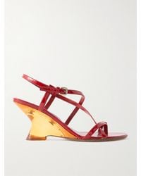 Dries Van Noten - Sandalen Aus Lackleder Mit Keilabsatz - Lyst