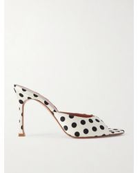 AMINA MUADDI - Alexa Polka-Dot Satin Mules - Lyst