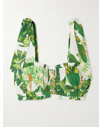 FARM Rio - Tropical Forest Cropped Printed Linen Top - Lyst