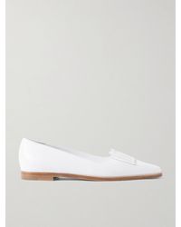 Manolo Blahnik - Pausaniasflat Loafers Aus Leder Mit Verzierung - Lyst