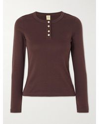 Flore Flore - Jess Ribbed Organic Cotton-Jersey Henley Top - Lyst