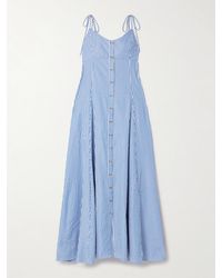 Rosie Assoulin - High Garden Maxikleid Aus Gestreifter Popeline Mit Falten - Lyst