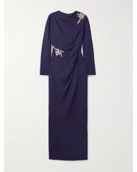 Erdem - Draped Embellished Appliquéd Crepe Gown - Lyst