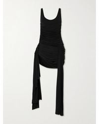Mugler - Tie-Detailed Draped Stretch-Jersey Mini Dress - Lyst