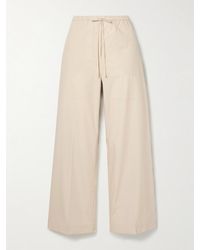 TOTEME - Belted Organic Cotton-Twill Wide-Leg Pants - Lyst