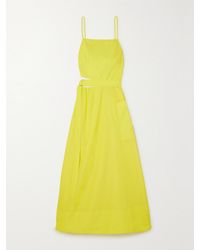 Tibi - Belted Asymmetric Cutout Taffeta Midi Dress - Lyst