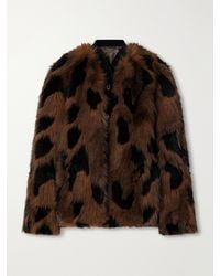 Blazé Milano - Chausie Leopard-Pattern Velvet-Trimmed Plush Jacket - Lyst