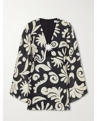 Cala De La Cruz - Vera Embellished Cutout Printed Linen Mini Dress - Lyst