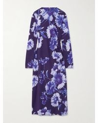 Erdem - Troubridge Midikleid Aus Stretch-Jersey Mit Raffung Und Blumenprint - Lyst