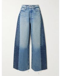 Mother - The Pipe Dream Button Sneak Fray Distressed High-Rise Wide-Leg Jeans - Lyst