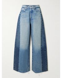 Mother - The Pipe Dream Button Sneak Fray Distressed High-Rise Wide-Leg Jeans - Lyst