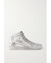 Golden Goose - Slide Distressed Suede And Leather High-top Sneakers - Lyst