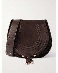 Chloé - Marcie Leather-Trimmed Suede And Shearling Shoulder Bag - Lyst