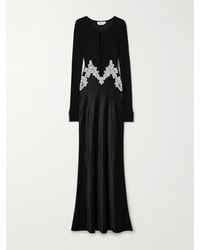 Gabriela Hearst - Robe Longue En Mousseline De Soie Côtelée Et En Satin À Finitions En Dentelle Kerry - Lyst