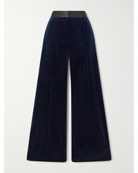 Victoria Beckham - Alina Satin-Trimmed Cotton-Blend Velvet Wide-Leg Pants - Lyst