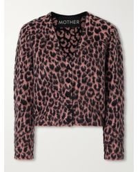 Mother - The Baby Peek-A-Boo Animal-Printed Mohair And Wool-Blend Brushed Cardigan - Lyst