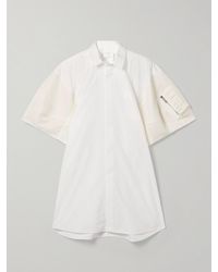 Sacai - Shell-Trimmed Poplin Mini Shirt Dress - Lyst