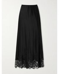 Carine Gilson - Lace-Trimmed Silk-Satin Midi Skirt - Lyst