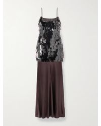 STAUD - Mesa Paillette-Embellished Mesh And Silk-Blend Satin Maxi Dress - Lyst