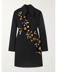 Carolina Herrera - Embellished Wool-Blend Mini Shirt Dress - Lyst