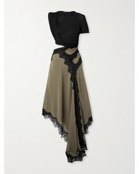 Christopher Esber - Verve Asymmetric Lace-Trimmed Silk-Georgette And Ribbed Jersey Dress - Lyst