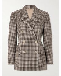 Brunello Cucinelli - Double-Breasted Checked Wool Blazer - Lyst