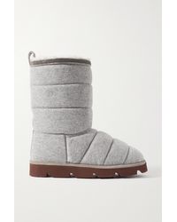 Brunello Cucinelli - Bead-embellished Shearling-lined Quilted Cashmere Boots - Lyst