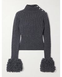 Patou - Cropped Fringed Cable-Knit Merino Wool And Cashmere-Blend Sweater - Lyst