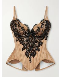 Wiederhoeft - Embellished Lace-Trimmed Silk-Satin Corset Top - Lyst