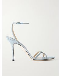Jimmy Choo - Leo 100 Glittered Leather Sandals - Lyst