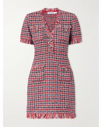 Self-Portrait - Checked Frayed Cotton-Blend Mini Dress - Lyst