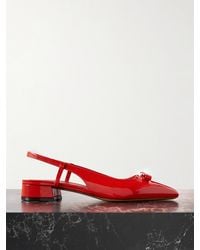 Ferragamo - Marlina Bow-Embellished Patent-Leather Slingback Flats - Lyst