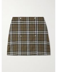 Burberry - Mini-Jupe En Serge De Laine À Carreaux Et À Boutons - Lyst