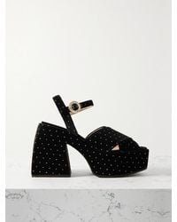 NODALETO - Bulla Joni Crystal-Embellished Velvet Platform Sandals - Lyst