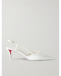 Christian Louboutin - Escarpins À Brides Arrière En Satin À Finitions En Cuir Miss Z Sling 60 - Lyst