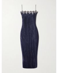 FFORME - Lumi Lace-Trimmed Plissé Midi Dress - Lyst