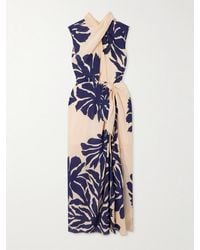 Johanna Ortiz - City Wonders Midikleid Aus Bedrucktem Crêpe De Chine Aus Seide Mit Knoten Und Cut-Out - Lyst