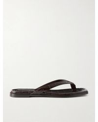 Emme Parsons - Meta Croc-Effect Leather Flip Flops - Lyst
