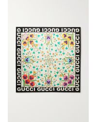White & Multicolor Gucci Boat Print Silk Scarf – Designer Revival