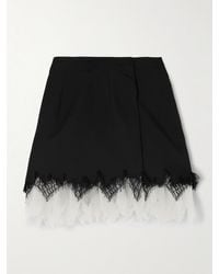 McQueen - Minirock Aus Wolle Mit Besätzen Aus Seidenchiffon Und Spitze - Lyst