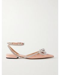Mach & Mach - Double Bow Crystal-Embellished Patent-Leather Point-Toe Flats - Lyst