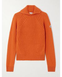 Moncler - Rollkragenpullover Aus Einer Gerippten Woll-Kaschmirmischung - Lyst