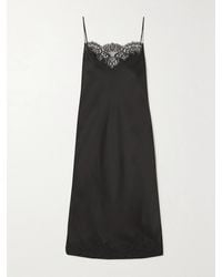 Stella McCartney - Lace-Trimmed Satin Midi Dress - Lyst