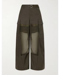 Sacai - Chiffon And Cotton Wide-Leg Pants - Lyst