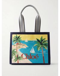 Chloé - Printed Leather-Trimmed Canvas Shoulder Bag - Lyst