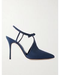 Manolo Blahnik - Horna 105 Embellished Silk Crepe De Chine Slingback Pumps - Lyst