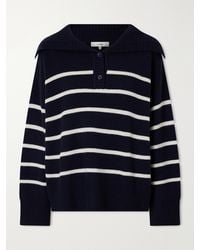 FRAME - Striped Cashmere Polo Shirt - Lyst