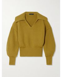 JOSEPH - Ribbed Wool, Silk And Cashmere-Blend Polo Sweater - Lyst