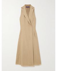 Ralph Lauren - Alecia Midi-Hemdblusenkleid Aus Einer Seiden-Leinenmischung Mit Fransen - Lyst